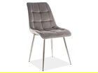 Scaun Chic Velvet, Signal, 50x43x88 cm, catifea, gri/argintiu