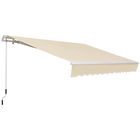 Outsunny 12` x 8` Patio Awning, Canopy Retractable Sun Shade Shelter w/ Manual Crank Handle for Deck, Yard, Cream White