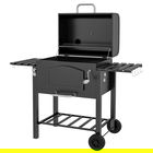 Outsunny Charcoal BBQ Grill and Smoker Combo w/ Adjustable Height, Folding Shelves, Thermometer, and Wheels