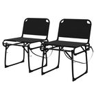 Outsunny Set de 2 Scaune Pliante Multifuncționale, Scaun de Camping, Cadru Metalic și Țesătură Oxford, 51x58x72 cm, Negru