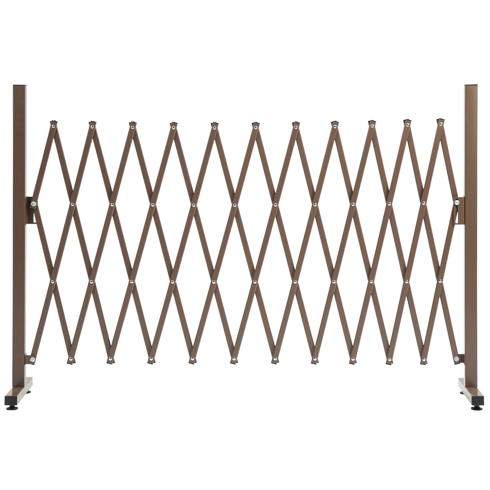 Outsunny Gard de Grădină cu Lățime Reglabilă, Gard de Grădină Multifuncțional din Metal și Aluminiu, 300x31x103,5 cm, Maro Închis
