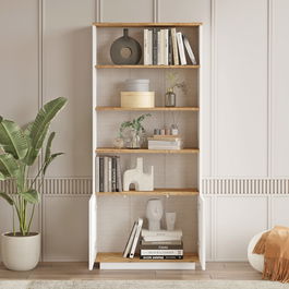 Biblioteca Yurudesign, 75.05x26.8x168.3 cm, PAL, alb/natur