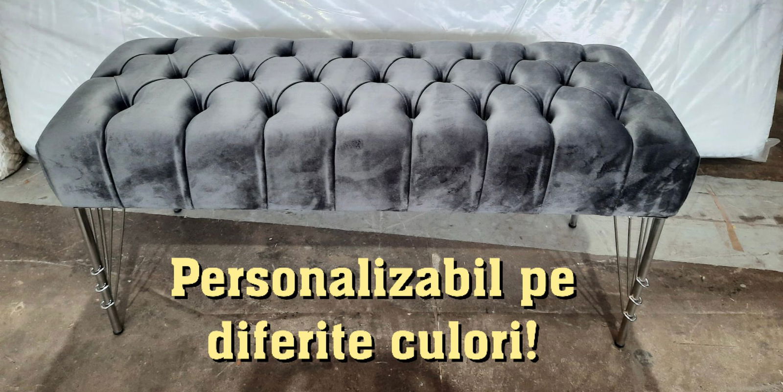 BANCA TASTY 5 TAPITATA CU PICIOARE CROMATE DIN METAL