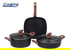 Set de gatit 5 piese Malta, Cooking by Heinner, 61x34x14 cm, aluminiu, negru