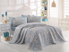Cuvertura pique Single, Tuval - Blue, EnLora Home, Bumbac