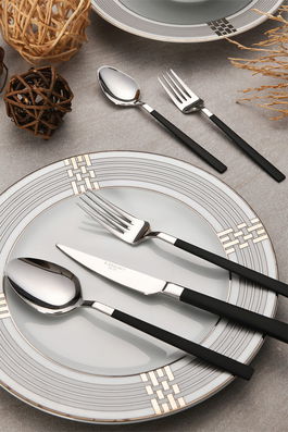 Set tacamuri, Beros, 973BRS1810, Inox, 3 mm, Crom / Negru