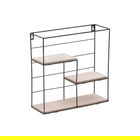 Raft de perete Basami, Inart, 30x11x30 cm, fier/mesteacan/paulownia, negru/natural
