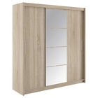 Dulap pentru haine Elodie, Pakoworld, cu 3 usi glisante si oglinda, 200x61x216 cm, PAL/MDF, sonoma
