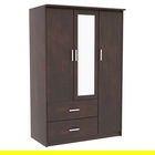 Dulap pentru haine Olympus, Pakoworld, cu 3 usi si oglinda, 120x57x183 cm, PAL melaminat, maro