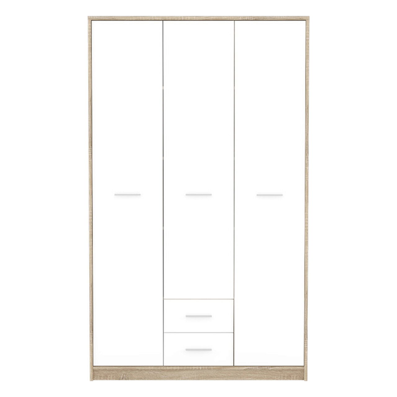 Dulap pentru haine Serenity, Pakoworld, cu 3 usi, 118.5x54x196.5 cm, PAL/MDF, alb/sonoma
