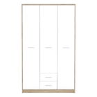 Dulap pentru haine Serenity, Pakoworld, cu 3 usi, 118.5x54x196.5 cm, PAL/MDF, alb/sonoma