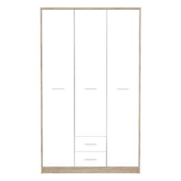 Dulap pentru haine Serenity, Pakoworld, cu 3 usi, 118.5x54x196.5 cm, PAL/MDF, alb/sonoma