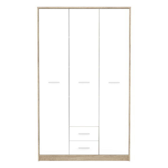 Dulap pentru haine Serenity, Pakoworld, cu 3 usi, 118.5x54x196.5 cm, PAL/MDF, alb/sonoma