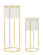 Set 2 suporturi pentru ghivece Whity, Mauro Ferretti, 17x46 cm, fier, auriu/alb