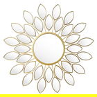Oglinda decorativa Flower, Pakoworld, 83x83 cm, PAL melaminat, auriu