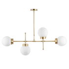 Lustra PWL-0156, Pakoworld, 98x15x80 cm, 4 x E27, 100W, metal/sticla, alb/auriu