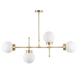 Lustra PWL-0156, Pakoworld, 98x15x80 cm, 4 x E27, 100W, metal/sticla, alb/auriu