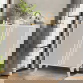Pantofar cu 2 usi Milana, Pakoworld, 12 perechi pantofi, 74x38x95 cm, PAL, alb/gri