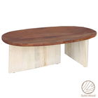 Masuta de cafea Simplicity, Inart, 110x60x40 cm, lemn de salcam, alb prespalat/natural