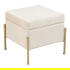 Taburet cu spatiu depozitare Panton, Pakoworld, 40x40x36.5 cm, catifea/MDF/fier, crem/auriu