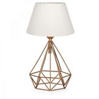 Lampa de masa PWL-1080, Pakoworld, 22x22x37 cm, textil/metal, alb/auriu