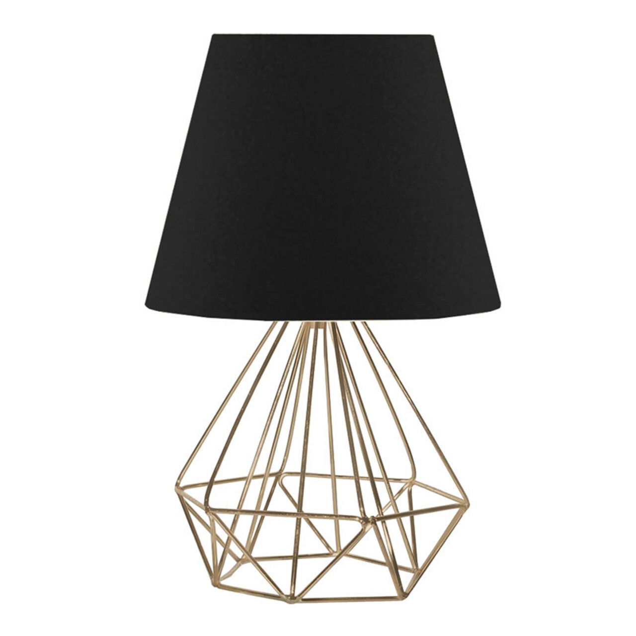 Lampa de masa PWL-1143, Pakoworld, 22x22x37 cm, textil, negru/auriu