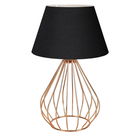 Lampa de masa PWL-1150, Pakoworld, 22x22x37 cm, textil/metal, negru/auriu