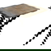 Masa Prestone, Pakoworld, 70x70x75 cm, PAL/metal, alb marmorat/negru
