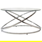 Masuta living Sabin, Pakoworld, 80x80x43 cm, metal/sticla temperata, transparent/argintiu