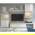 Mobilier pentru living Annalie, Pakoworld, 215x39x180 cm, PAL melaminat, alb lucios/sonoma