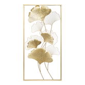 Decoratiune de perete Flowerty, Pakoworld, 50x100 cm, fier, auriu