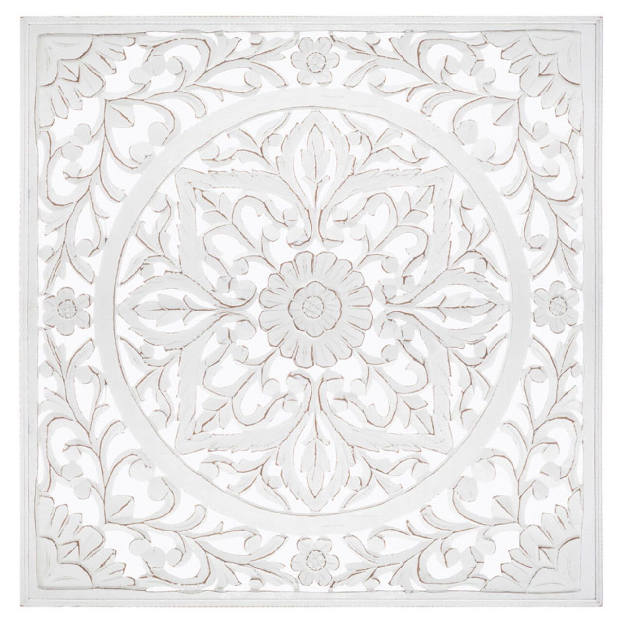 Decoratiune de perete Fanny, Pakoworld, 90.5x90.5 cm, MDF, alb