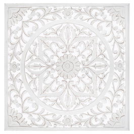 Decoratiune de perete Fanny, Pakoworld, 90.5x90.5 cm, MDF, alb