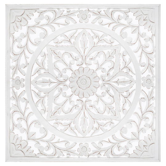 Decoratiune de perete Fanny, Pakoworld, 90.5x90.5 cm, MDF, alb