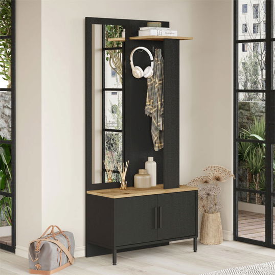 Cuier Bridger, Pakoworld, 80x35x180 cm, PAL/metal, negru/maro