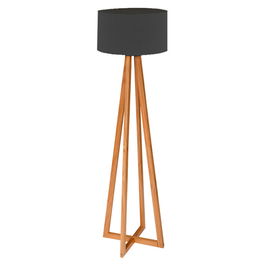 Lampadar Flordel, Pakoworld, 38.5x38.5x116 cm, 1 x E27, textil/MDF, natural/negru