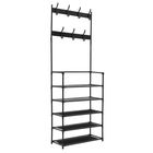 Cuier cu pantofar Sbern, Inart, 62x29x170 cm, inox/plastic, negru