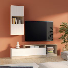 Mobilier pentru living Halmi, Pakoworld, 180x39x190 cm, PAL melaminat, alb/maro