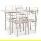 Set masa si 4 scaune Roza, Pakoworld, MDF/metal, gri deschis lucios/alb lucios