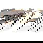 Set masa extensibila si 6 scaune Shazam-Tania, Pakoworld, 120-160x80x76 cm, MDF/fier/textil, maro/negru/bej