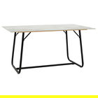 Masa dining Revello, Pakoworld, 150x90x75 cm, metal, negru/alb marmorat