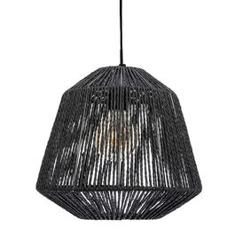 Lustra Jily, Pakoworld, 29x29x26.8 cm, 1 x E27, 40W, metal/hartie impletita, negru