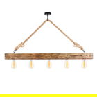 Lustra PWL-0157, Pakoworld, 100x7x53 cm, 5 x E27, 100W, lemn/sfoara, maro