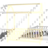 Pat casuta pentru copii Montessori Page, Pakoworld, 208x108x180 cm, lemn de pin, natural