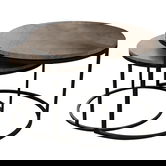 Set 2 masute de cafea Solme, Pakoworld, 75x75x45 cm/60x60x40 cm, PAL/metal, gri marmorat/negru