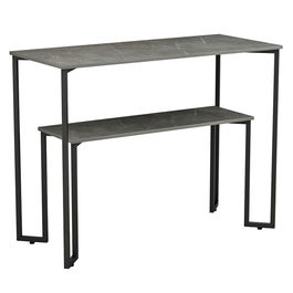 Consola Homer, Pakoworld, 110x48x85 cm, PAL melaminat, gri marmorat/negru