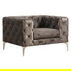 Fotoliu PWF-0579, Pakketo, 108x90x70 cm, poliester/lemn de fag, gri inchis/crom