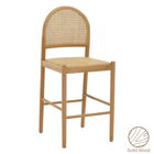 Scaun de bar Alessia, Pakoworld, 42x41x100 cm, ratan/lemn de fag, natural