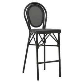 Scaun de bar Dezyan, Pakoworld, 41.5x53.5x116 cm, aluminiu/textilena, negru
