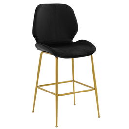 Scaun de bar Impel, Pakoworld, 46x51x99 cm, metal/catifea, auriu/negru